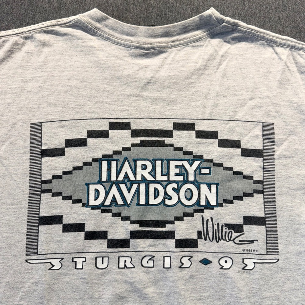 Vintage 1995 Harley-Davidson Sturgis 95 Willie G T-Shirt XXL Gray Single Stitch
